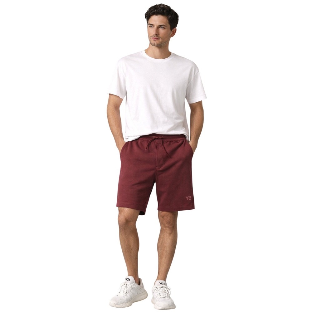 Y-3 Adidas Mens IV5578 French Terry Shorts Burgundy Maroon Yohji Yamamoto Size M